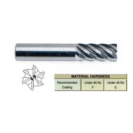 6 Flute Regular Length Tin Coated Carbide